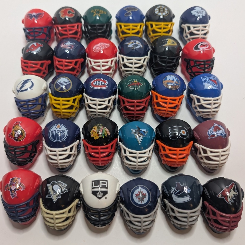 Vtg Franklin NHL Mini Hockey Goalie Helmet Gum Ball Prize Set 30 Team Collection